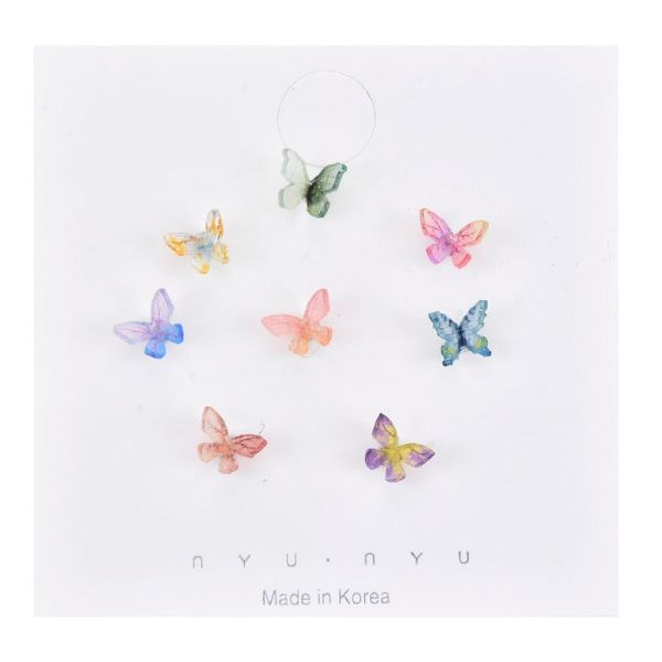 

acrylic 8 pcs women earrings super fairy stereoscopic butterfly charm simple design hypoallergenic 2021 stud, Golden;silver