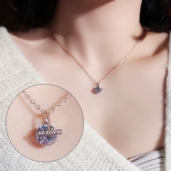 

pendant necklaces korean fashion jewelry t-shaped letter zircon necklace simple 316l stainless steel clavicle chain for women, Silver