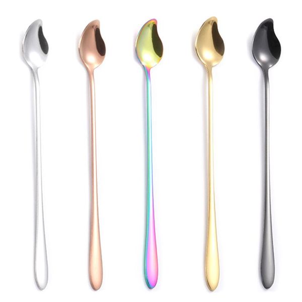 

spoons mango shape ice cream spoon stainless steel soup dinner set dessert long handle scoop cake fruit salad