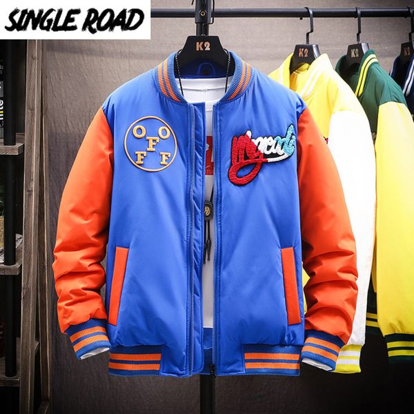 

one way - men's down et, windproof patch coat, large street clothing, hip hop style, blue, winter, 2021, Black