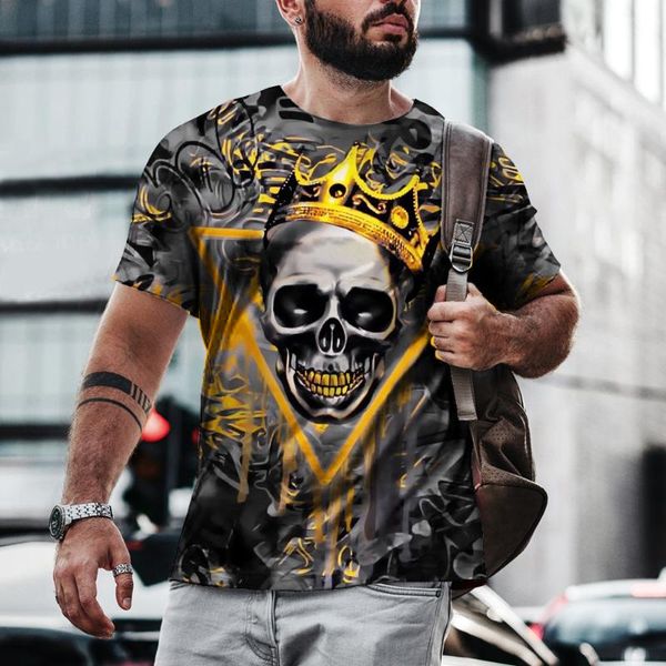 

men's t-shirts skull t-shirt for men summer king graphic 3d print tees la hip hop t shirt 2021 cool skeleton tee, White;black