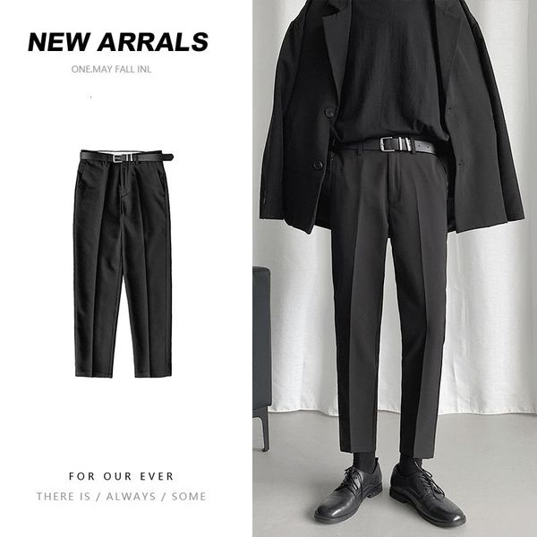 

men's pants korean style suit slim fashion solid color business society dress men streetwear wild straight mens 6tz5, Black