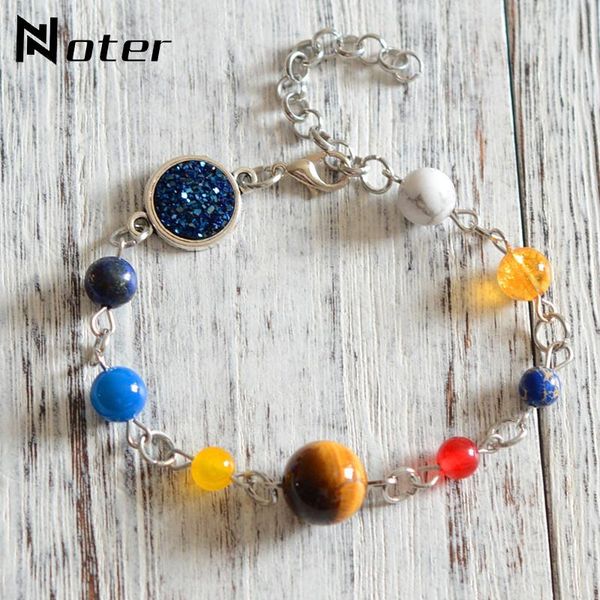 

link, chain eight planets bracelet for women girls charm adjustable starry sky braslet friend jewelry femme, Black
