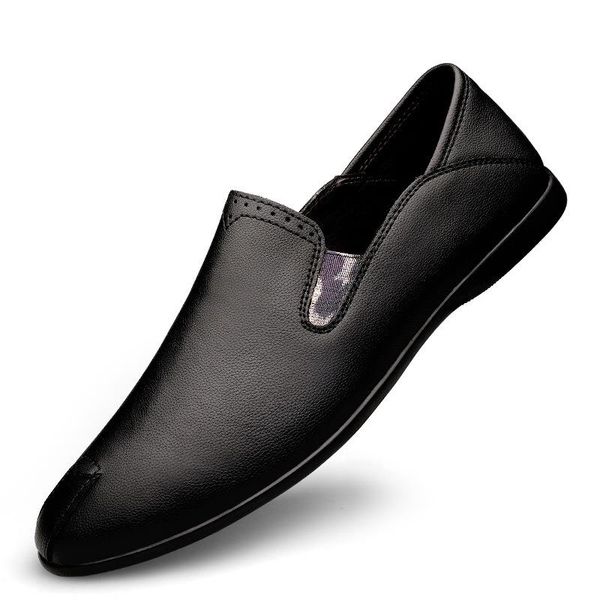 

dress shoes 2021 ly men's genuine leather head soft anti-slip driving man spring, Black