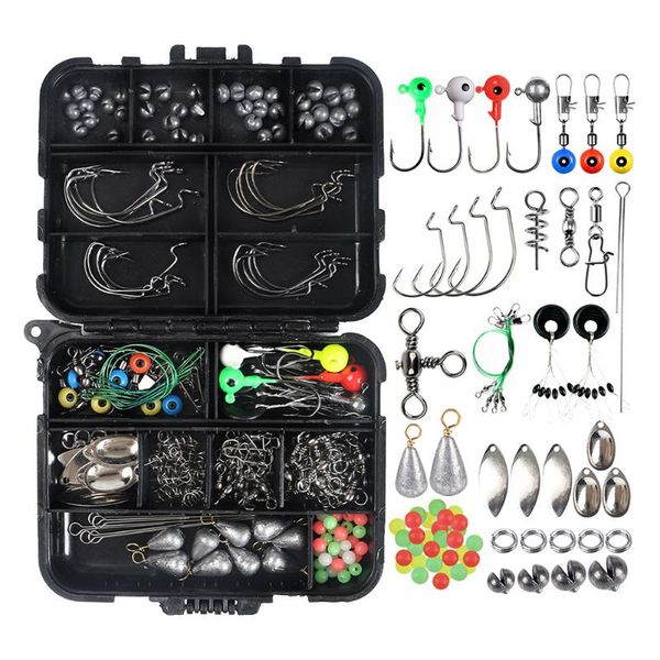 

246pcs/box fishing tackles box accessories snap swivel hooks sinker weight