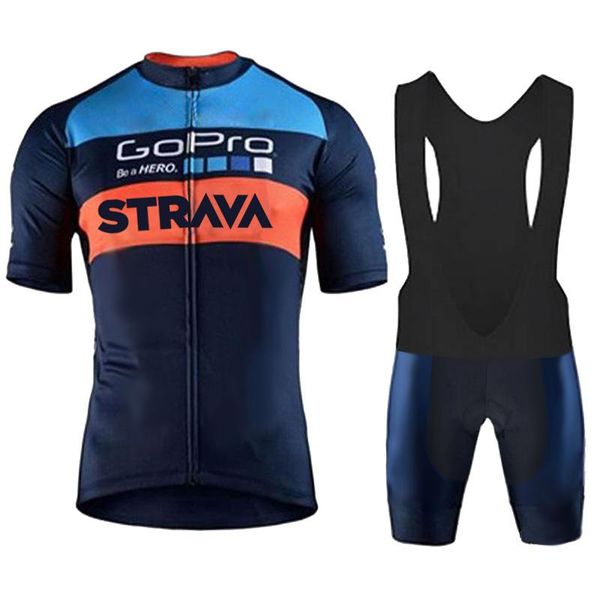 

racing sets strava pro team cycling jersey men set bib shorts 2021 summer mountain bike bicycle suit uniform clothes man, Black;blue