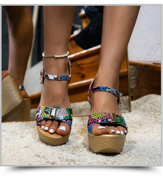 

11cm/4.3 inch height wedge sandals women summer fashion leisure slippers thick platform shoes versatile, Black