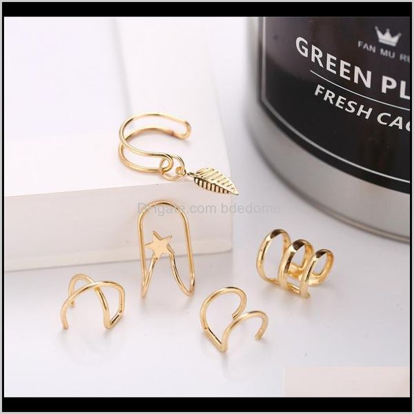 

earrings drop delivery 2021 5 piece set no piercing earcuff double ear cuff and criss cross simple cartilage earring jewelry aessories jyap8, Silver