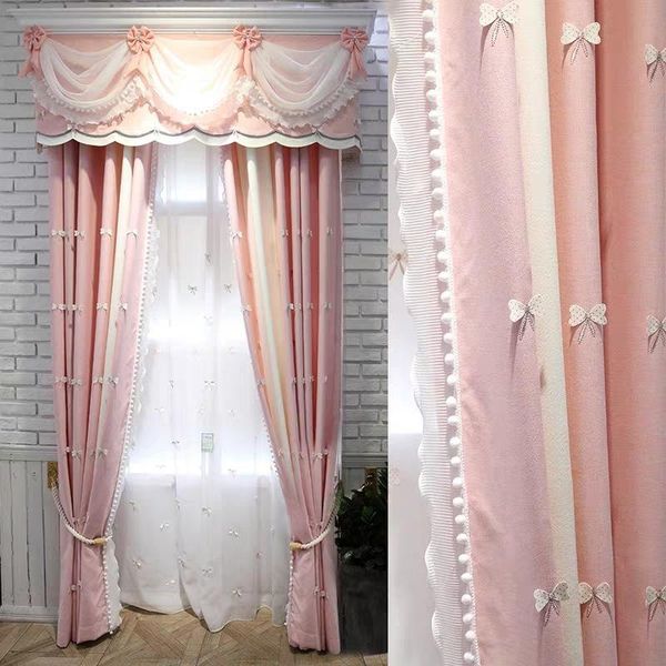 

curtain & drapes luxury chenille embroidered curtains finished custom for living room pink blue bedroom girls