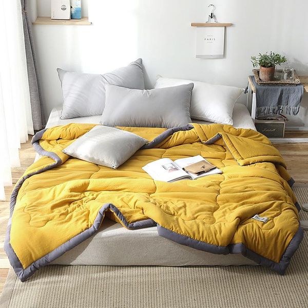 

comforters & sets summer quilt yellow blue grey blanket adults kids air condition room comforter cotton blended bedspread bed cover bedding