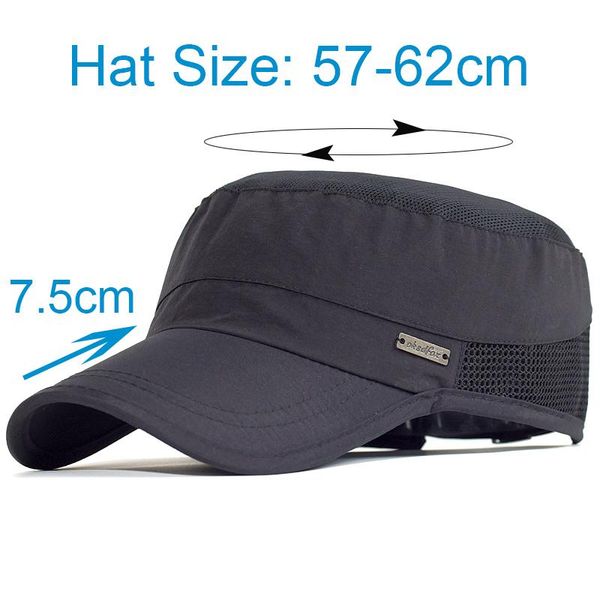 

wide brim hats summer mesh outdoor sport quick drying military caps men breathable cadet army cap flat hat cycling running baseball, Blue;gray