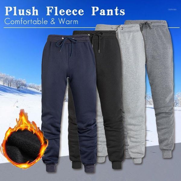 

men's wool pants velvet cashmere male thick fleece winter super warm pant outdoors run trousers sweatpants, Black