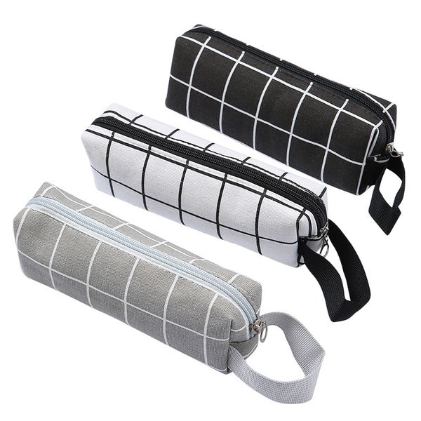 

plaid pencil bags zipper pencil pouch canvas pen bag stationery 1221723