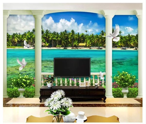 

wallpapers custom po wallpaper 3d murals mediterranean seascape beach landscape background wall papers for living room decor