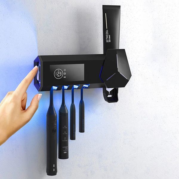 

peisi uv toothbrush holder intelligent toothbrush sterilizer automatic toothpaste squeezer dispenser bathroom accessories set