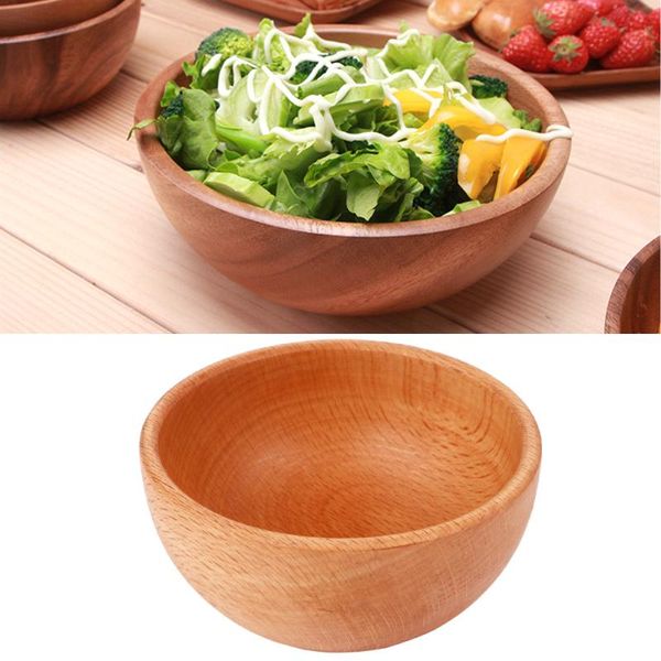 

natural wood bowl eco-friendly rice storage container children cutlery bowls