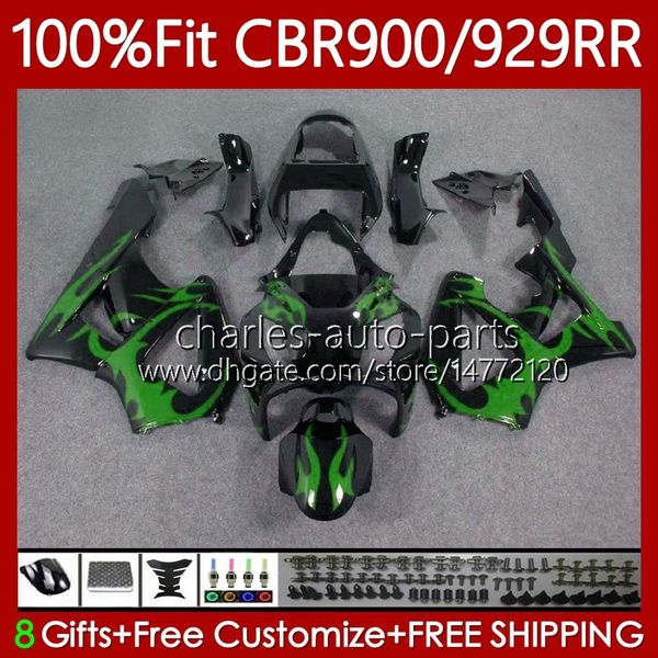 Carenature OEM per HONDA CBR900 CBR929 RR 900CC 929CC 2000 2001 Corpo 68No.106 CBR 929RR 900RR 900 929 RR CC CBR929RR 00 01 CBR900RR 00-01 Carrozzeria iniezione fiamme verdi