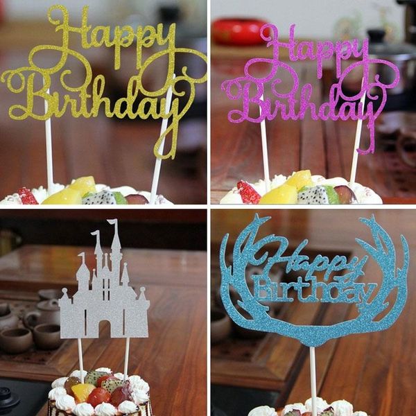

other festive & party supplies gold happy birthday cake decoration accessories tools wedding acrylic cupcake er bunting