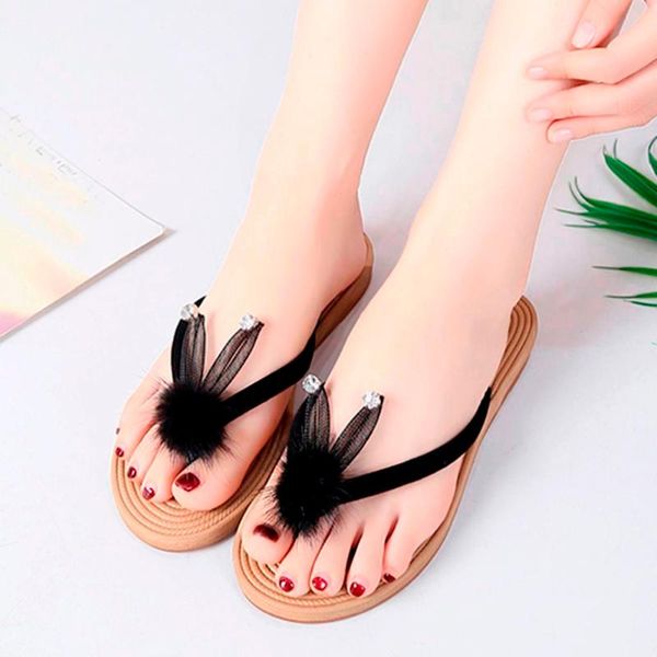 

women summer crystal cartoon flip flops slippers ladies cute beach sandals shoes x0104, Black