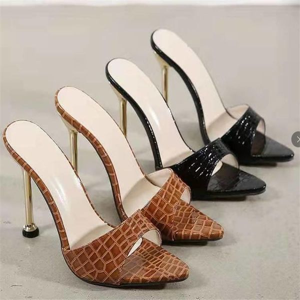 

sandals 2021 brand party high-heeled outdoor high heels slippers women shoes hollow peep toe a146, Black