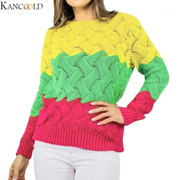 

women's sweaters kancoold women autumn winter korean fashion casual stripe long sleeve o-neck lazy loose sweater female 1, White;black