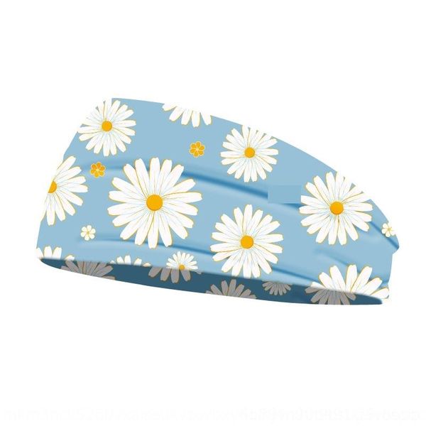 

T7KP gd daisy print women's scarf sports hair wide yoga hair headbands headscarfheaddress breathable soft headband headdress, Silver