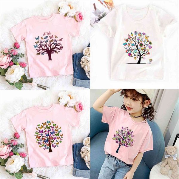

arrival girls shirts cartoon kids toy wishing tree butterfly printed t shirt boys baby girl casual, Blue