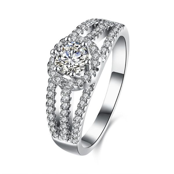 

cluster rings zemior 925 sterling silver wedding propose for women shining round cubic zirconia crystal finger ring luxury fine jewelry, Golden;silver