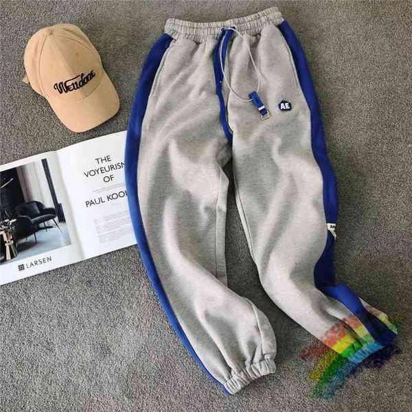 

2021fwss sweatpants men women blue stripe pants plus velvet trousers, Black