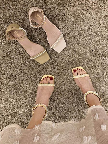 

sandals 2021 summer high heel sandal for women female shoe high-heeled comfort girls fashion beige stiletto pearl rome casual pumps, Black