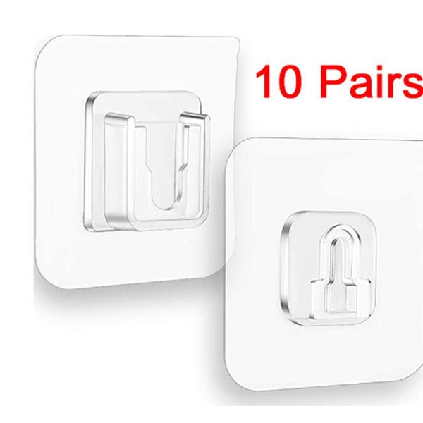 

hooks & rails 10 pairs double sided adhesive wall waterproof clothes hats towel