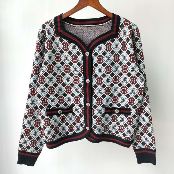 

shipping 2021 autumn blue floral print autumn women's cardigan brand same style women's sweaters dh538, White;black