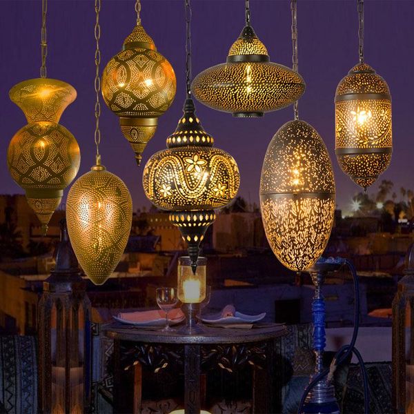 

pendant lamps iron art retro industrial style islamic chandelier hui restaurant xinjiang hollow out round villa