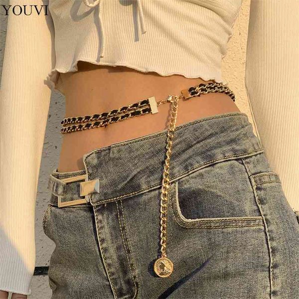 

youvi flannel waist for women belts accessories coins pendant body beach jewelry dress chain belly charm, Silver
