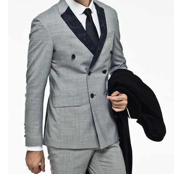 

men's suits & blazers double breasted slim fit men for wedding 2 piece groom tuxedo man jacket with pants custom fashion costume 6m79, White;black