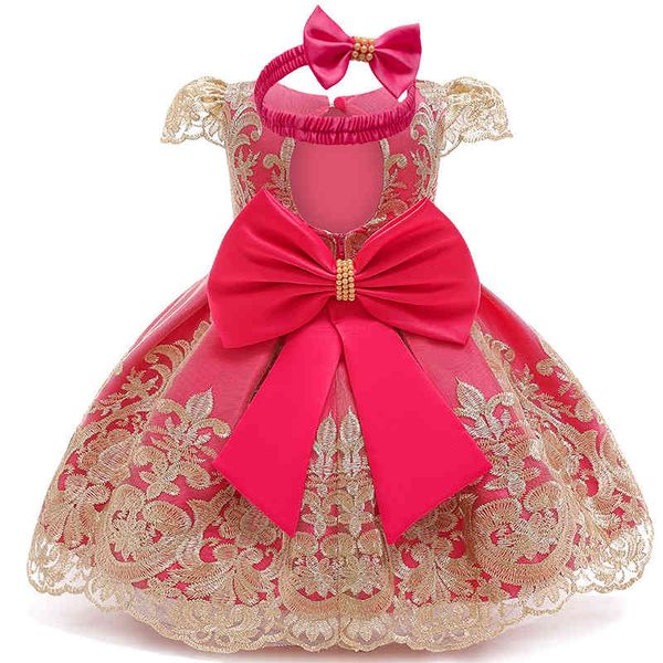 

baby girl dress for girls party dress lace bow infant christening gown tutu 1 year birthday dress headband 6 9 12 24 months, Black;gray