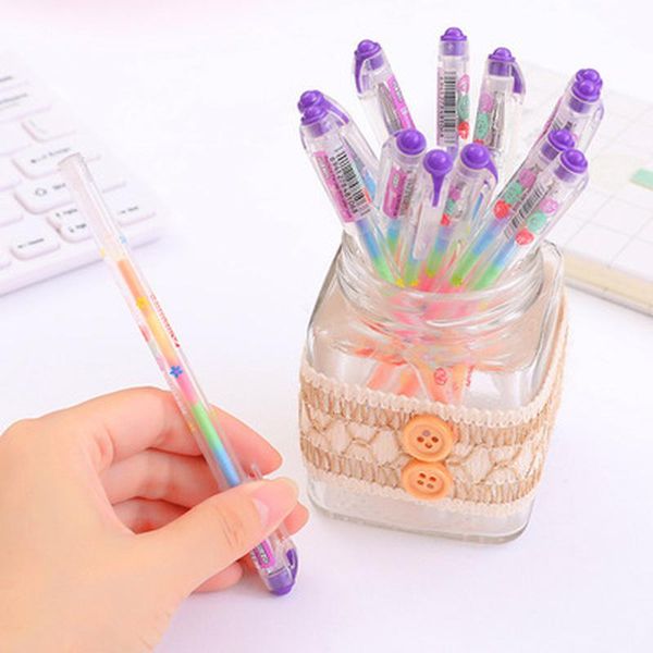 

gel pens 6 color in 1 for office student ink pen chalk xmas gift glitter highlighter with fruit flavor graffiti