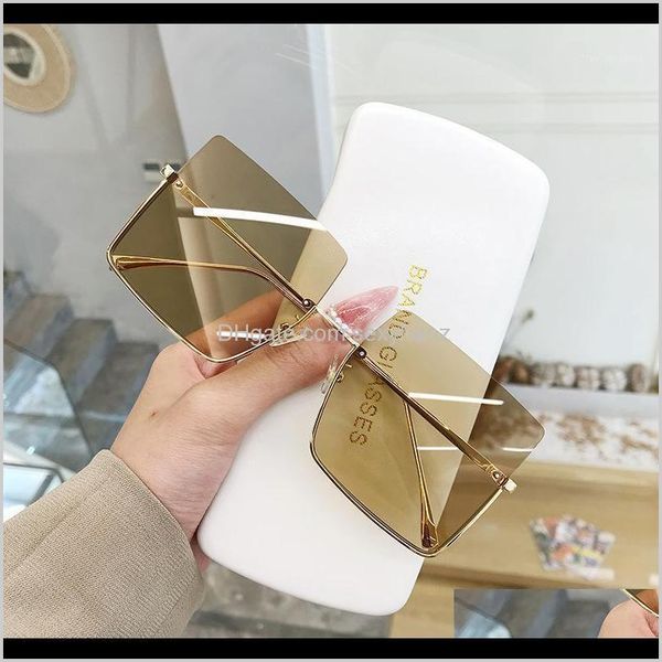 

aessories fashion metal half frame sunglasses uv400 trend ladies retro personality square wild glasses1 drop delivery 2021 a6x0, White;black