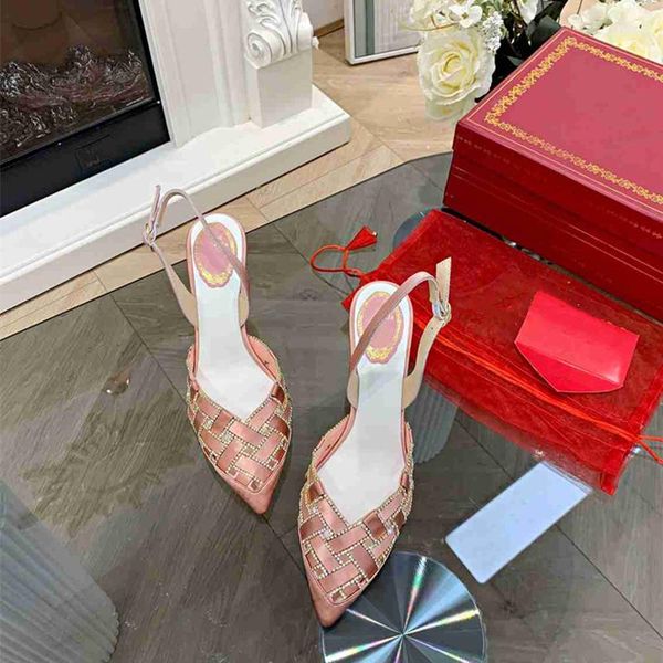 

sandals 2021 women hollow-carved slik crystal dimond genuine leather fashion pointed toe mixed color r, Black