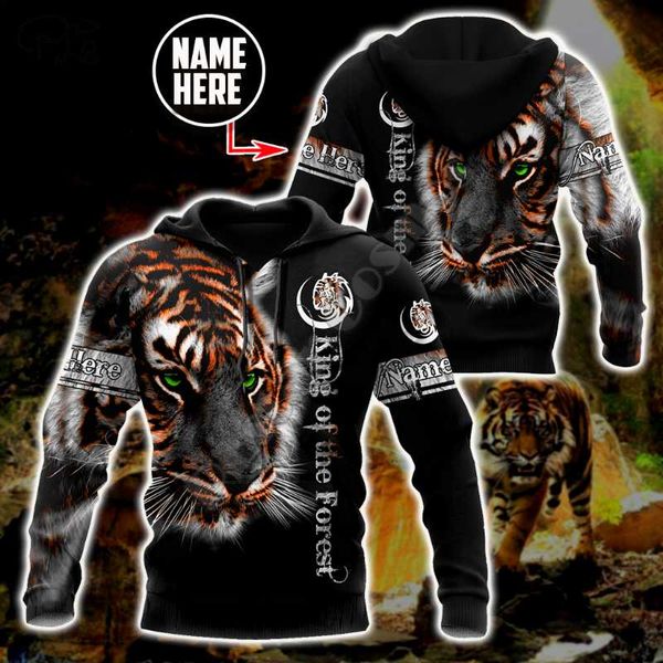 

men's hoodies & sweatshirts plstar cosmos beautiful tiger 3d printed animal zip hooded for men and women casual streetwear style-t14, Black