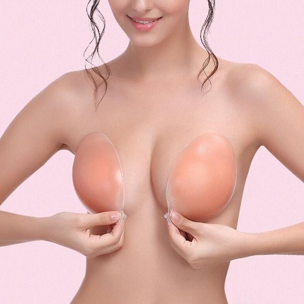 

gym clothing silicone bra invisible push up stealth adhesive strapless backless breast enhancer for women lady, White;black