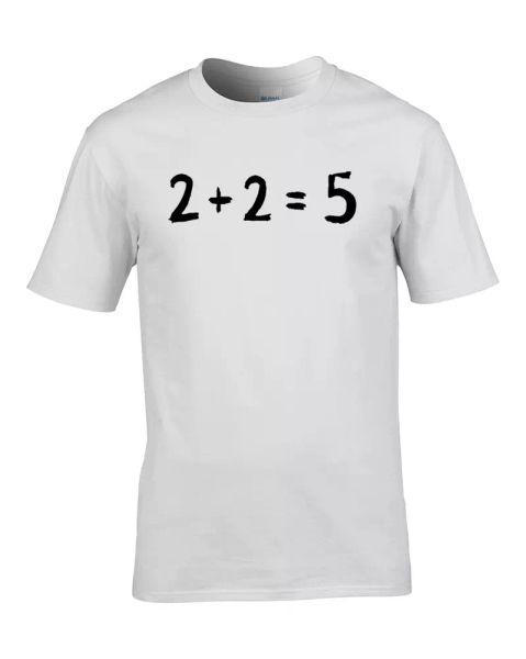 

2 + 2 = 5 george orwell 1984 inspired men's t-shirt from fatcuckoo, White;black