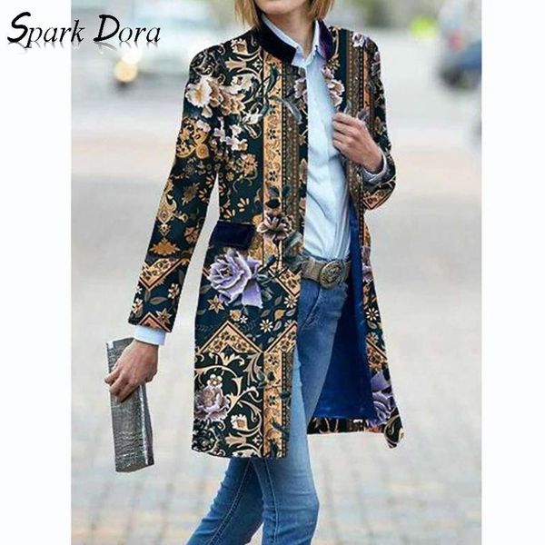 

coats and jackets women print streetwear long sleeve stand collar hit color comfort winter coat women's, Black;brown