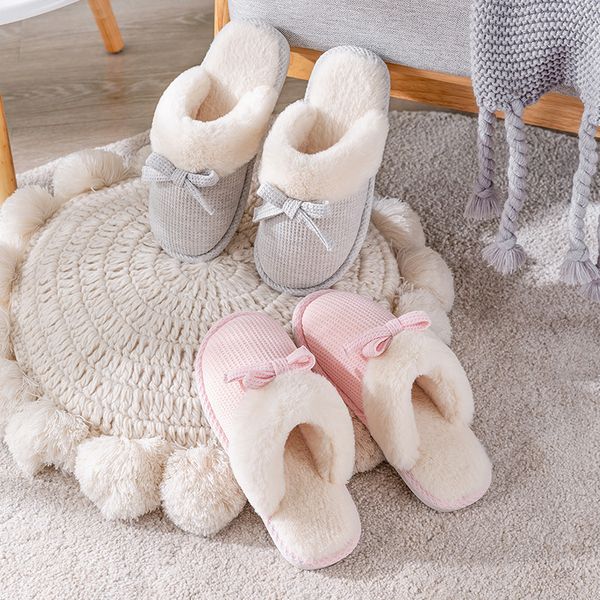 

luxury slippers couple warm in autumn and winter fashion women's indoor anti-skid thick bottom home cotton slippers, Black