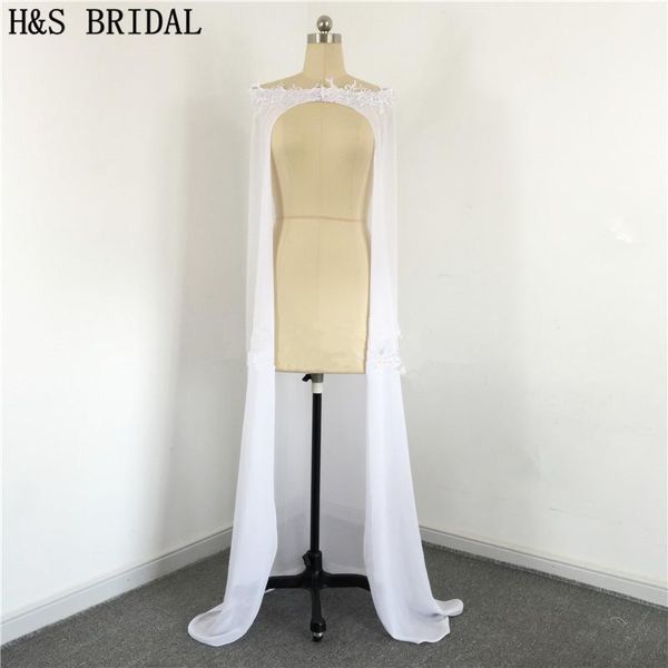 

wraps & jackets 2021 long wedding jacket chiffon white lace appliques bridal vestidos capes real pos