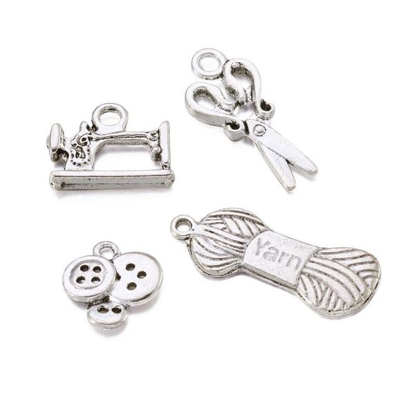 

pendants pandahall 5set 15~31x6.5~18x1.5~3mm sewing knitting themed tibetan style alloy for jewelry making accessories, Black