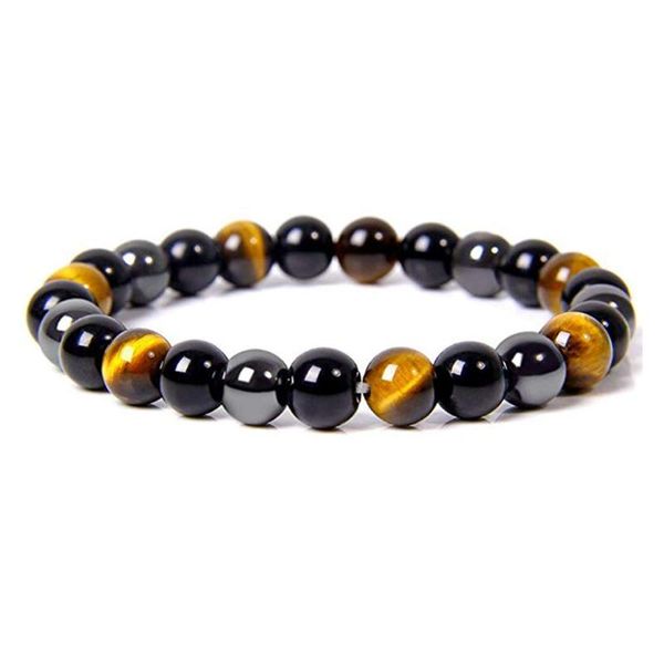 

beaded, strands natural tiger eye obsidian hematite beads bracelets men magnetic health protection balance women healing soul jewelry, Black
