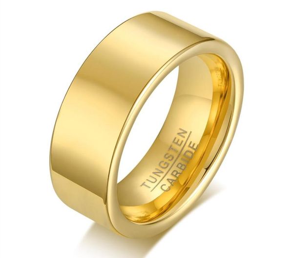 

wedding rings poya tungsten ring 8mm gold plated mens band high polished comfort fit, Slivery;golden