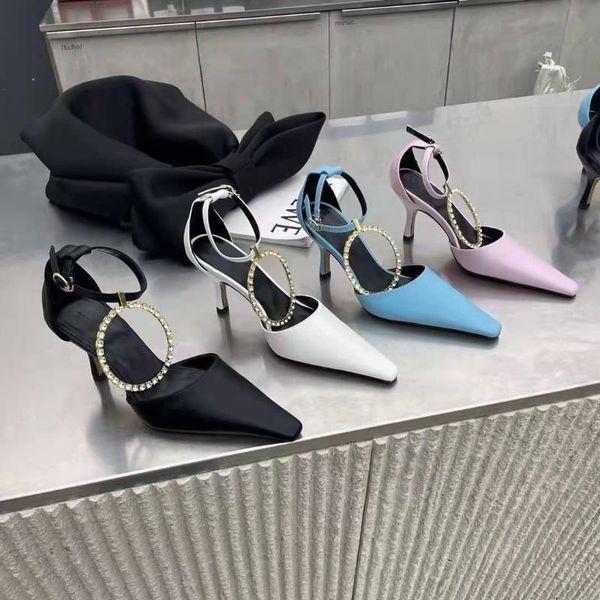

fine with drill pointed high-heeled shoes in the spring of joker french women's less hollow out sandals ba, Black