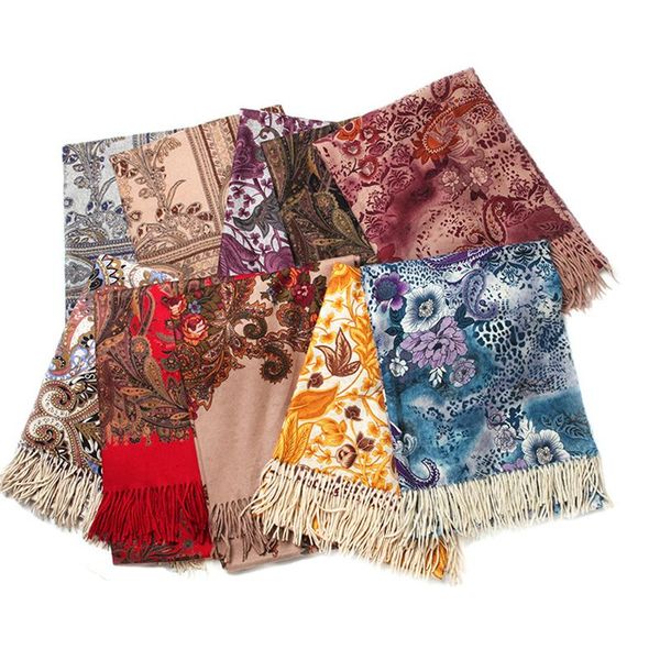 

scarves luxury 100% cashmere pashina scarf women warm soft printed blanket comfortable fashion large size, Blue;gray